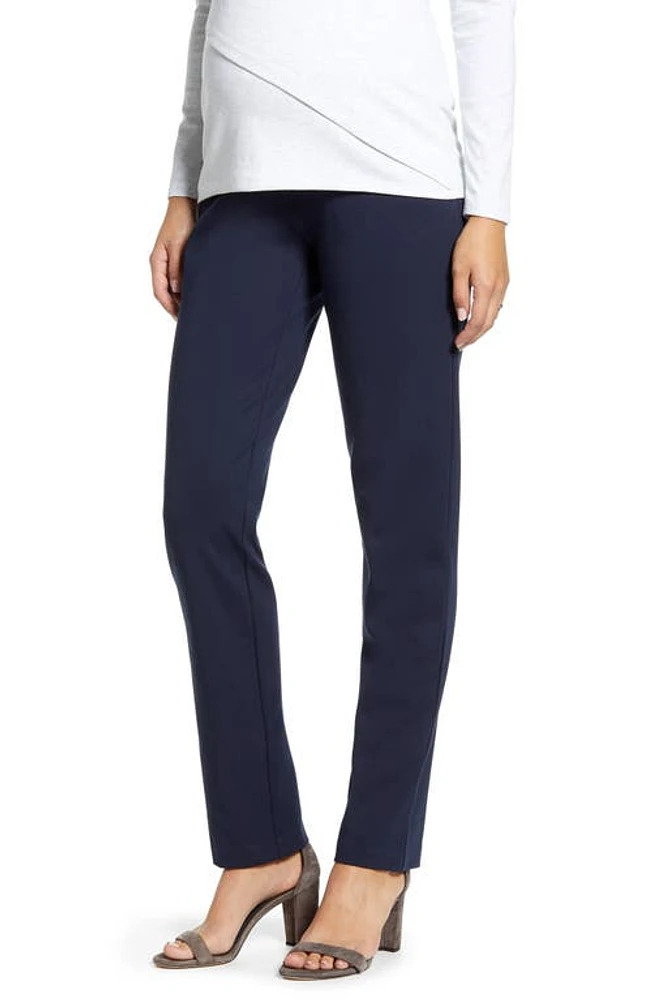 Angel Maternity Straight Leg Trousers Navy at Nordstrom,