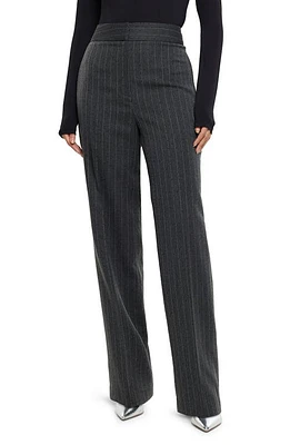 River Island Diamante Pinstripe Straight Leg Pants Grey at Nordstrom,