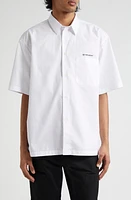 Givenchy Short Sleeve Cotton Poplin Button-Up Shirt White/White at Nordstrom,