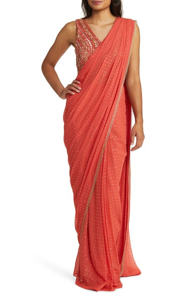 Sani Zian Drape Saree Paprika at Nordstrom,