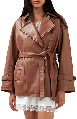 BELLE AND BLOOM BFF Belted Leather Jacket in at Nordstrom