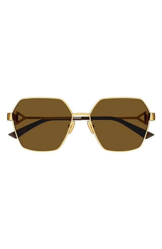 Bottega Veneta 57mm Geometric Sunglasses in Gold at Nordstrom