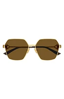 Bottega Veneta 57mm Geometric Sunglasses in Gold at Nordstrom