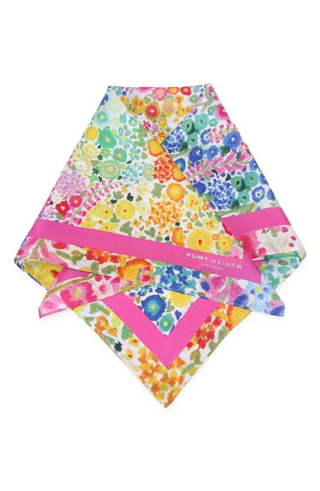 Kurt Geiger London Floral Print Silk Square Scarf in Pink Multi at Nordstrom