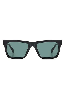 rag & bone 54mm Rectangular Sunglasses in Matte Black/Green at Nordstrom