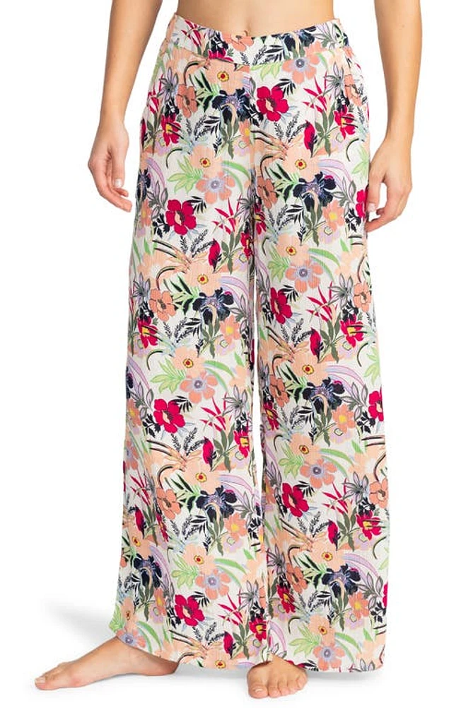 Roxy Midnight New Avenue Print Wide Leg Pants Ash Rose Wallflower at Nordstrom,