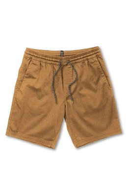 Volcom Frickin' Elastic Waist Shorts in Dark Khaki at Nordstrom, Size Small