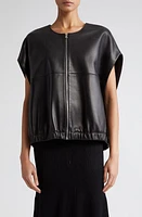 PARTOW Madden Cap Sleeve Leather Jacket in Black at Nordstrom, Size Medium