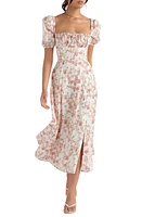 HOUSE OF CB Tallulah Floral Cotton Blend Sundress White/Pink at Nordstrom,