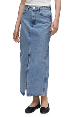 MANGO Denim Midi Skirt in Open Blue at Nordstrom, Size Large