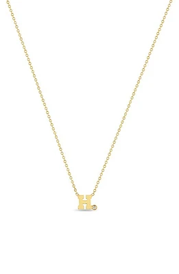 Zoë Chicco Diamond Initial Pendant Necklace in Yellow Gold-H at Nordstrom, Size 16