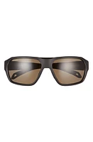 Smith Deckboss 63mm ChromaPop Polarized Oversize Rectangle Sunglasses in Matte Black/Gray Green at Nordstrom