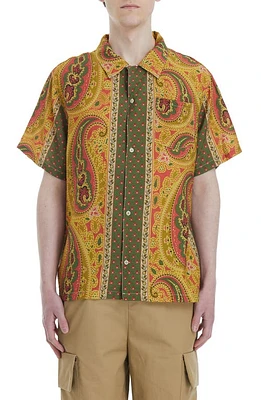 FOUND Paisley Camp Shirt Orange Multi at Nordstrom,