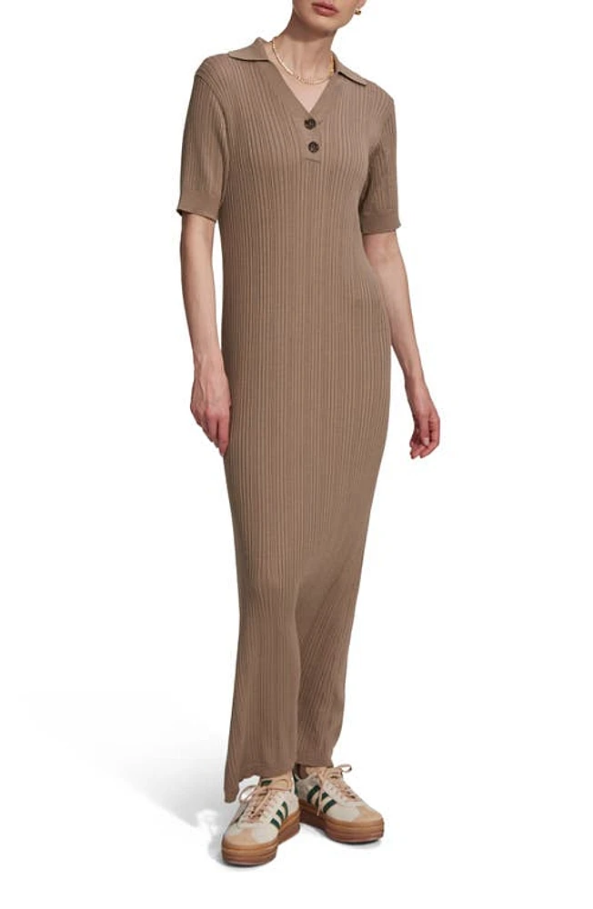 Varley Andrea Pointelle Maxi Sweater Dress Roasted Cashew at Nordstrom,