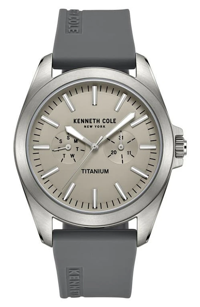 Kenneth Cole Dress Sport Silicone Strap Watch, 42mm in Grey at Nordstrom