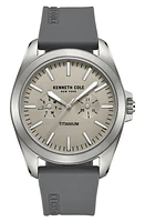 Kenneth Cole Dress Sport Silicone Strap Watch, 42mm in Grey at Nordstrom