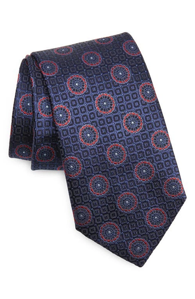 Canali Medallion Silk Tie in Navy at Nordstrom