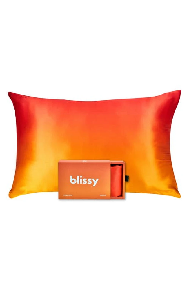 BLISSY Mulberry Silk Pillowcase in Orange Ombre at Nordstrom