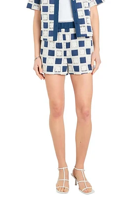 English Factory Crocket Crochet Patchwork Shorts Navy Multi at Nordstrom,