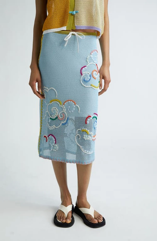 YanYan Netty Cloud Organic Cotton Blend Pencil Skirt in Sky at Nordstrom, Size Medium