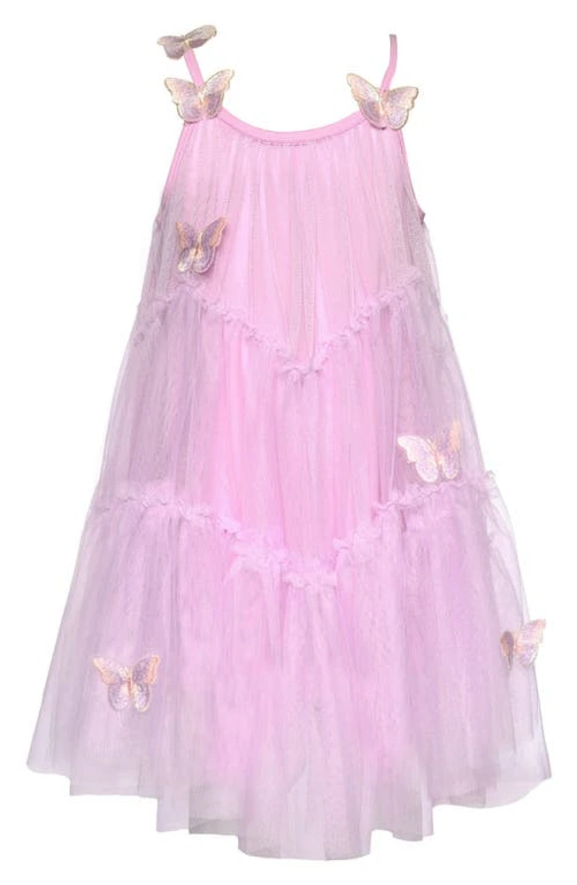 Truly Me Kids' Butterfly Embellished Tiered Tulle Party Dress in Lavender at Nordstrom, Size 2T