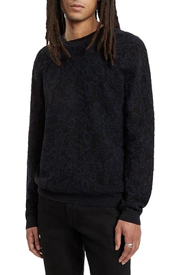 John Varvatos Nolan Regular Fit Organic Linen & Wool Sweater Navy at Nordstrom,