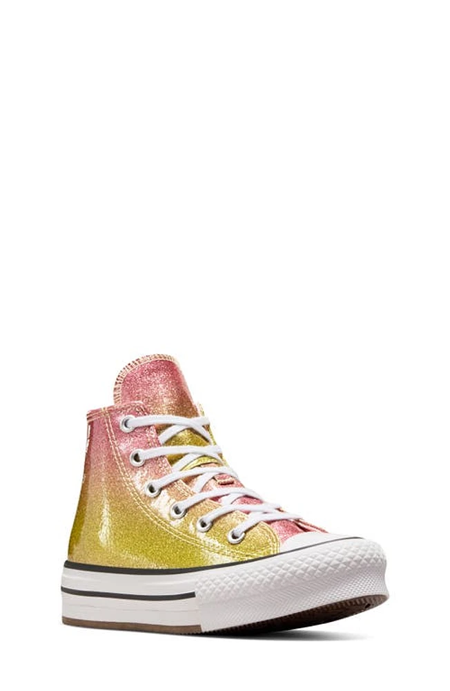 Converse Kids' Chuck Taylor All Star EVA Lift High Top Glitter Platform Sneaker Butter/Donut Glaze/White at Nordstrom, M