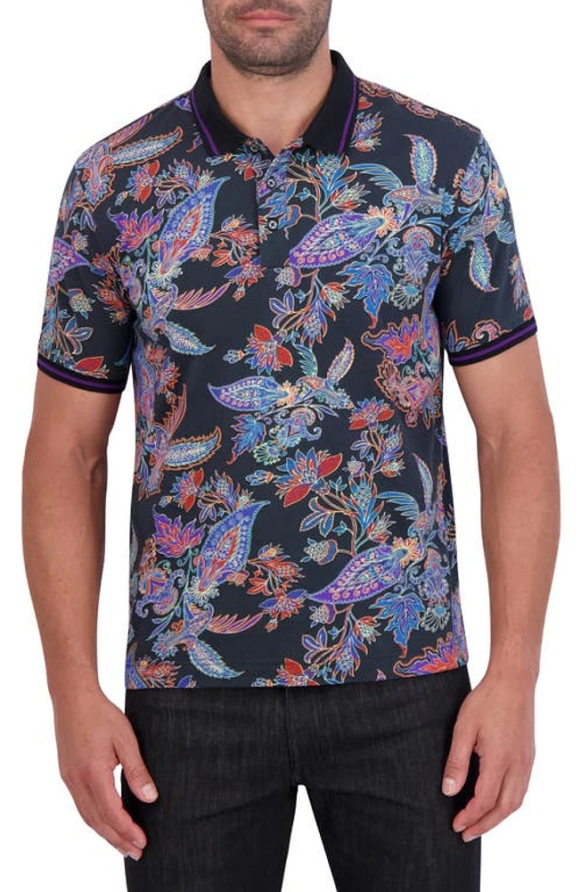 Robert Graham Ascona Paisley Polo Black Multi at Nordstrom,