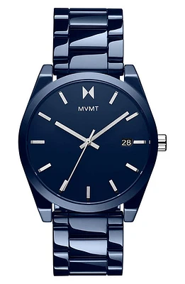 MVMT WATCHES Element Ceramic Bracelet Watch, 43mm in Blue at Nordstrom