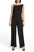 Donna Karan New York Poly Ruched Sleeveless Wide Leg Jumpsuit Black at Nordstrom,