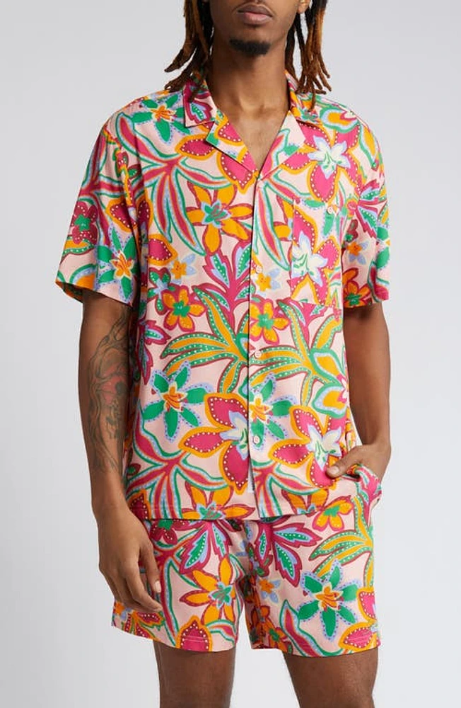 Native Youth Botanical Camp Shirt Pink Floral at Nordstrom,