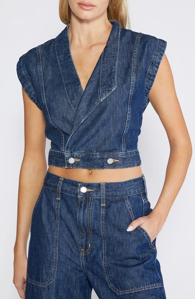 ÉTICA Delia Crop Denim Wrap Vest Kaan at Nordstrom,