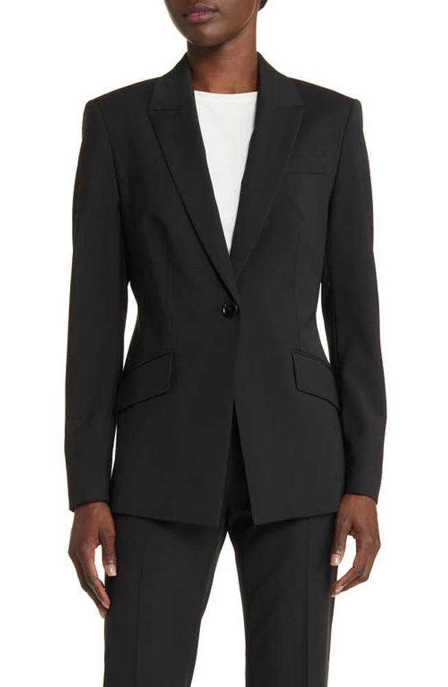 BOSS Jabinalah One-Button Virgin Wool Blazer Black at Nordstrom,