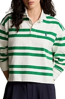 Polo Ralph Lauren Stripe Cotton Rigby Shirt Deckwash White/Hillside Green at Nordstrom,