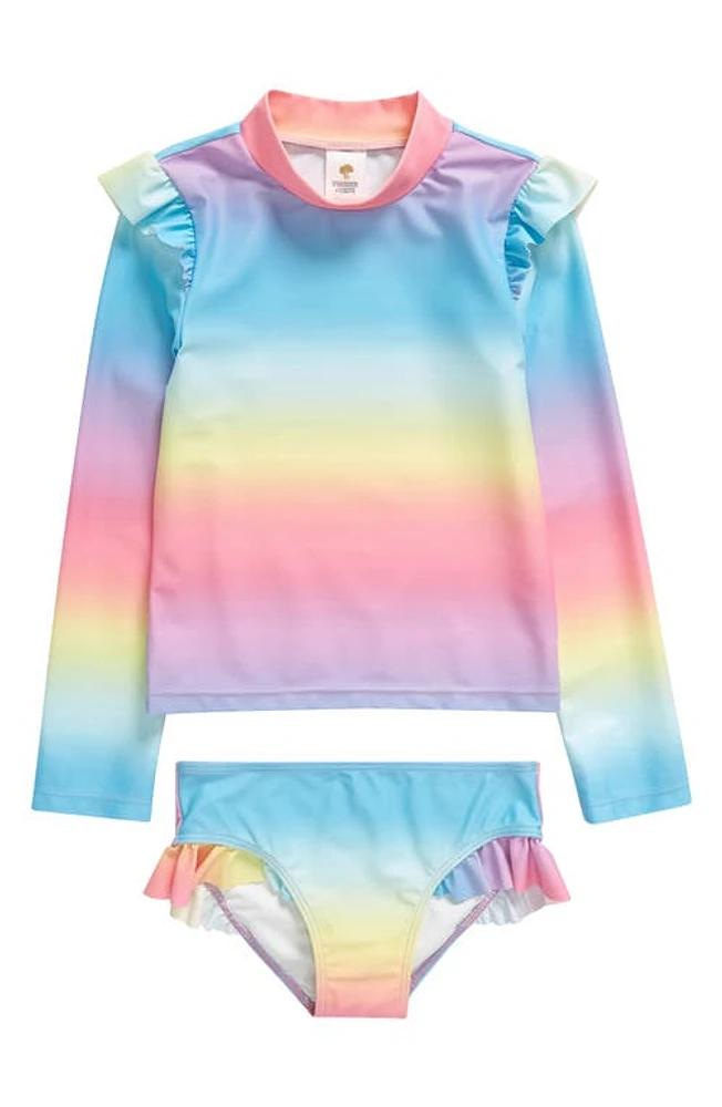 Tucker + Tate Kids' Ruffle Long Sleeve Two-Piece Rashguard Swimsuit at Nordstrom,