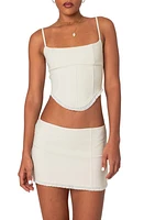 EDIKTED Thora Lace-Up Back Corset Top Cream at Nordstrom,