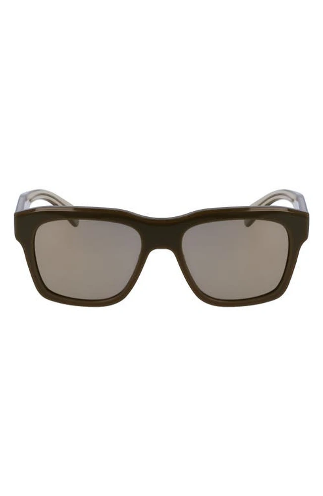 FERRAGAMO 56mm Polarized Rectangular Sunglasses in Dark Khaki at Nordstrom