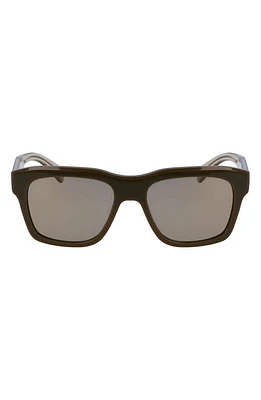 FERRAGAMO 56mm Polarized Rectangular Sunglasses in Dark Khaki at Nordstrom