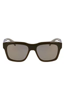 FERRAGAMO 56mm Polarized Rectangular Sunglasses in Dark Khaki at Nordstrom