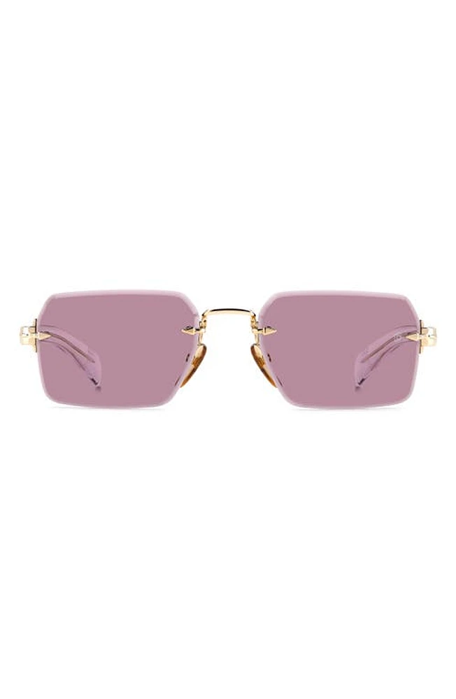 David Beckham Eyewear 56mm Rimless Rectangular Sunglasses in Gold Crystal at Nordstrom