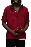 AllSaints Glendale Check Camp Shirt Red at Nordstrom,