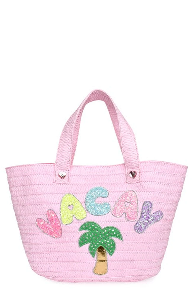 OMG Accessories Kids' Vacay Straw Tote in Bubble Gum at Nordstrom