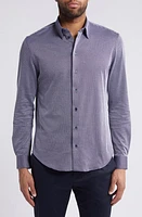 Emporio Armani Cotton Blend Button-Up Shirt Blue at Nordstrom,