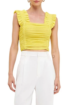 Endless Rose Ruffle Pleat Crop Tank Yellow at Nordstrom,