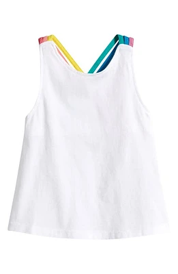 Mini Boden Kids' Rainbow Strap Cotton Tank White With Straps at Nordstrom,