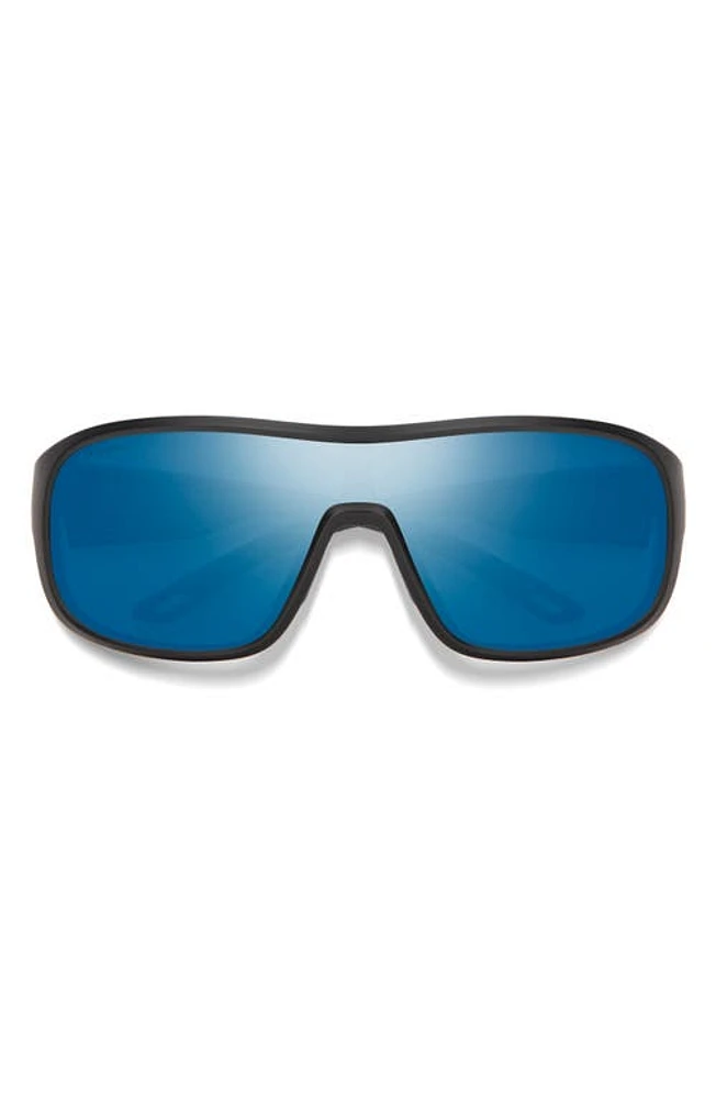 Smith Spinner 134mm ChromaPop Polarized Shield Sunglasses in Matte Black /Blue Mirror at Nordstrom