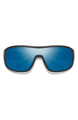 Smith Spinner 134mm ChromaPop Polarized Shield Sunglasses in Matte Black /Blue Mirror at Nordstrom