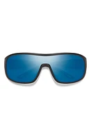 Smith Spinner 134mm ChromaPop Polarized Shield Sunglasses in Matte Black /Blue Mirror at Nordstrom