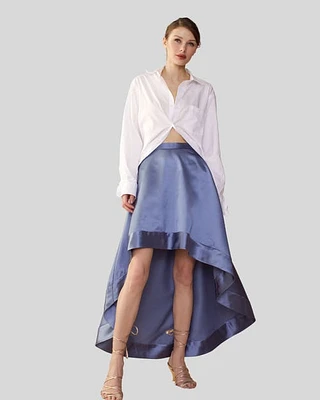 Cynthia Rowley HIGH LOW SATIN SKIRT Gray at Nordstrom,