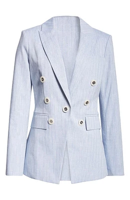 Veronica Beard Gaya Metallic Stripe Cotton Blend Dickey Jacket Blue Oasis at Nordstrom,